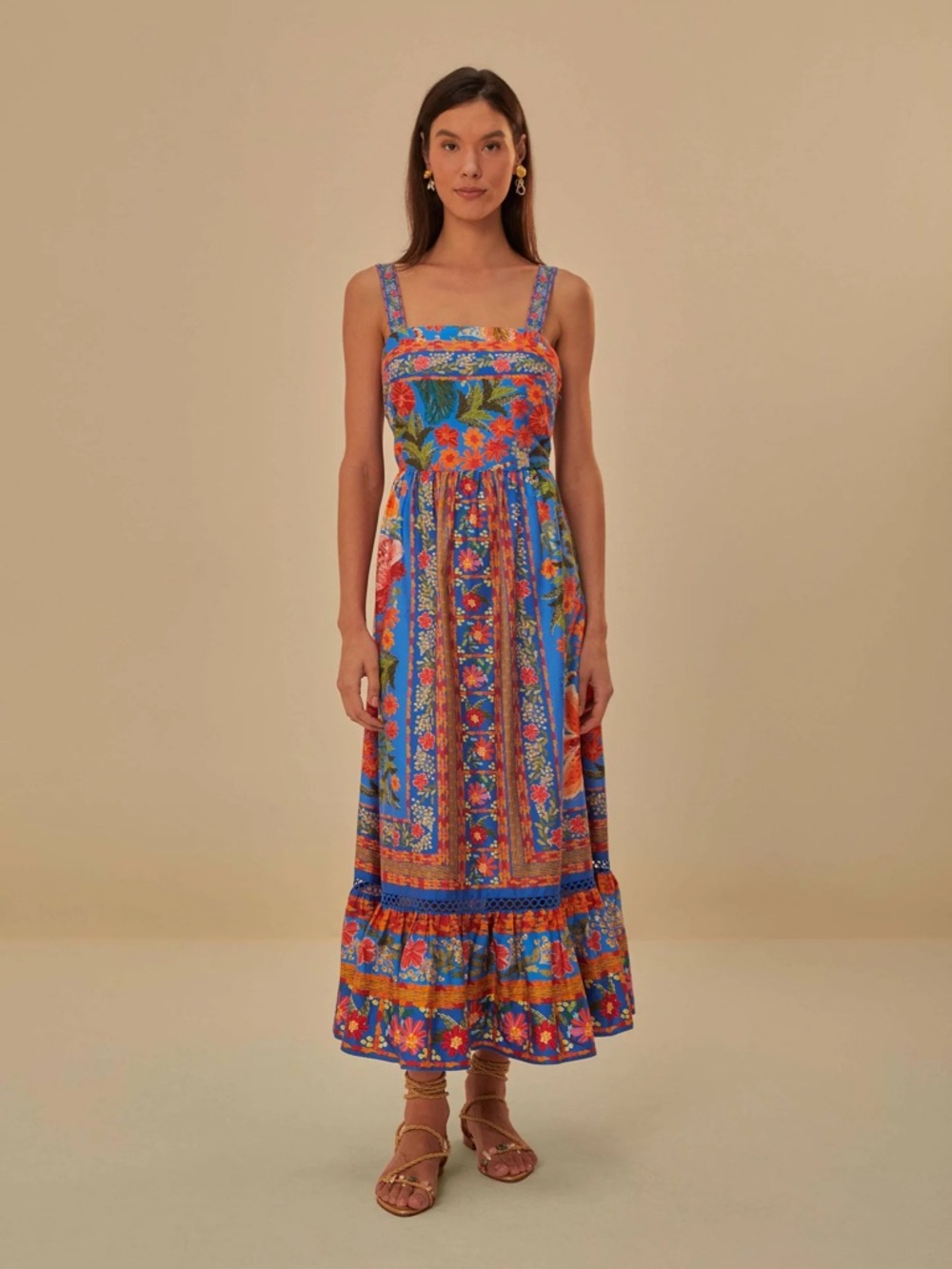 FARM Rio Multicolor Floral Patchwork Maxi Dress